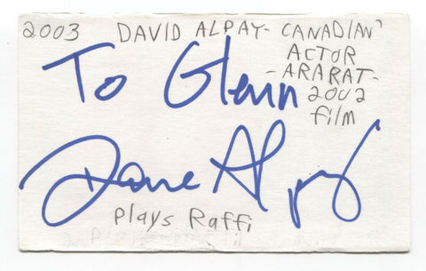 David Alpay Signed 3x5 Index Card Autographed Signature Actor The Tudors