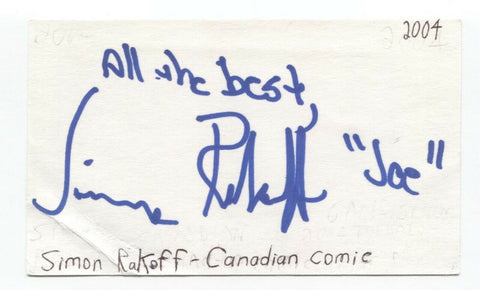 Simon Rakoff Signed 3x5 Index Card Autographed Signature Comedian Comic Actor