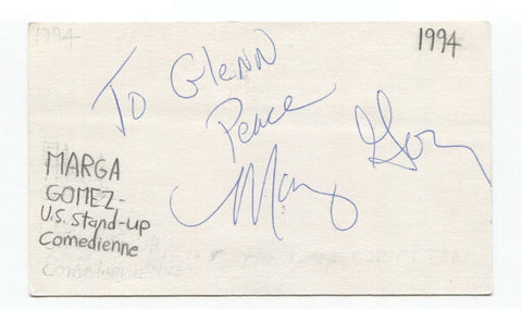 Marga Gomez Signed 3x5 Index Card Autographed Signature Comedian Comic Actress