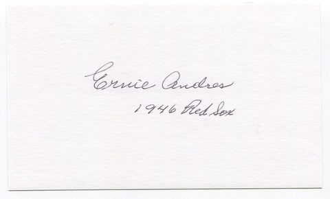 Ernie Andres Signed 3x5 Index Card Autographed Signature Boston Red Sox MLB 