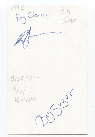 Big Sugar - Paul Brennan Signed 3x5 Index Card Autographed Signature