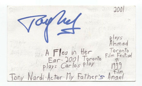 Tony Nardi Signed 3x5 Index Card Autograph Signature Actor Director Playwright