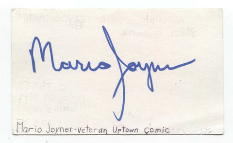 Mario Joyner Signed 3x5 Index Card Autographed Actor Comedian