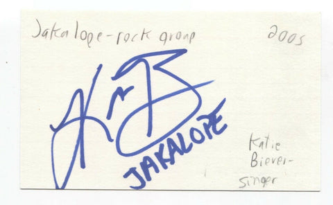 Jakalope - Katie B - Katie Rox Signed 3x5 Index Card Autographed Signature Band