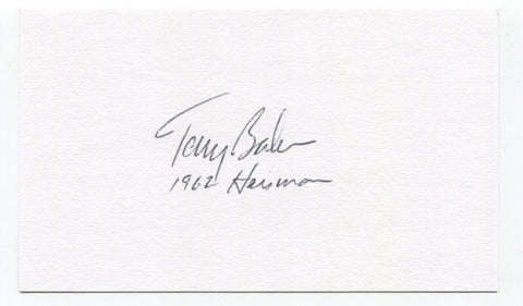 Terry Baker Signed 3x5 Index Card Autographed Los Angeles Rams Heisman Trophy