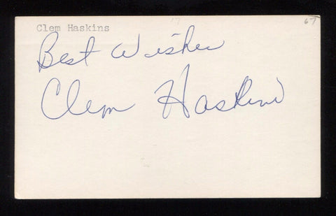 Clem Haskins Signed 3x5 Index Card Autographed Signature Basketball 
