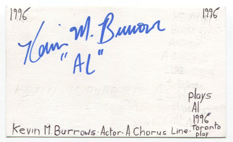 Kevin Burrows Signed 3x5 Index Card Autographed Actor A Chorus Line