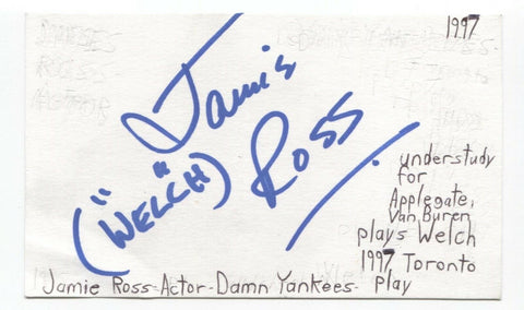 Jamie Ross Signed 3x5 Index Card Autographed Signature Actor