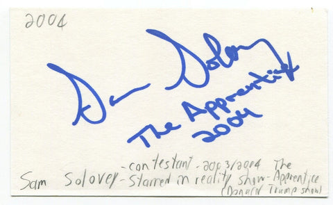 Sam Solovey Signed 3x5 Index Card Autographed Signature The Apprentice TV Show