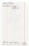 Amy Millan Signed 3x5 Index Card Autographed Band Stars - Broken Social Scene