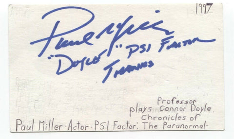 Paul Miller Signed 3x5 Index Card Autographed Signature Actor Psi Factor