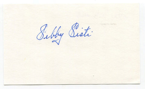 Sibby Sisti Signed 3x5 Index Card Autographed MLB Baseball Boston Braves