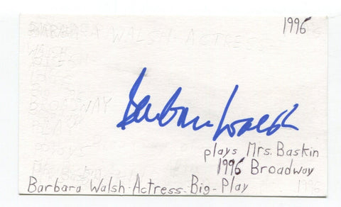 Barbara Walsh Signed 3x5 Index Card Autograph Actress Company Law And Order