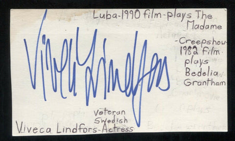 Viveca Lindfors Signed Cut 3x5 Index Card Autographed Signature Actress