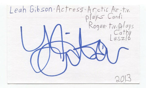 Leah Gibson Signed 3x5 Index Card Autographed Signature Actress
