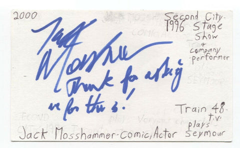 Jack Mosshammer Signed 3x5 Index Card Autograph Signature Actor Dick - Train 48