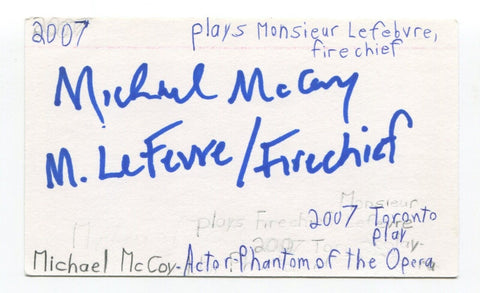 Michael McCoy Signed 3x5 Index Card Autographed Actor The Grudge 3