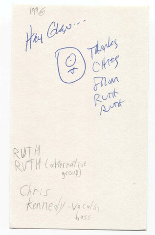 Ruth Ruth - Chris Kennedy Signed 3x5 Index Card Autographed Signature Band