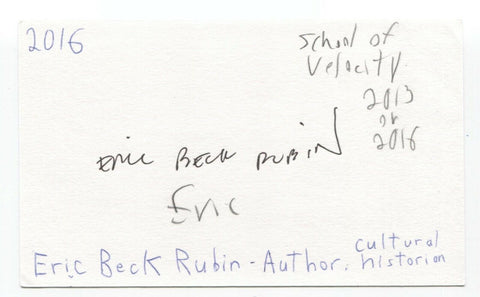 Eric Beck Rubin Signed 3x5 Index Card Autographed Signature Author