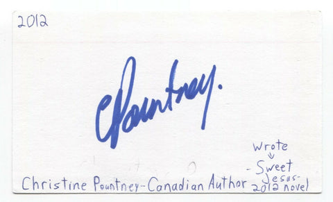 Christine Pountney Signed 3x5 Index Card Autographed Signature Author Writer