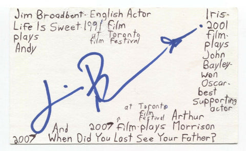 Jim Broadbent Signed 3x5 Index Card Autographed Game of Thrones Harry Potter