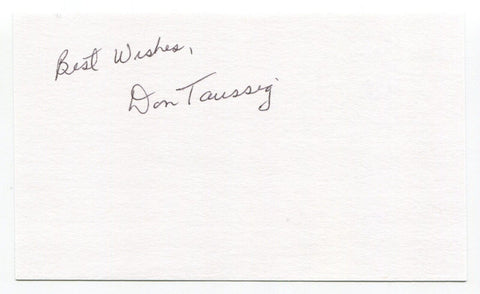 Don Taussig Signed 3x5 Index Card Autograph Baseball MLB San Francisco Giants