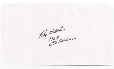 Ray Webster Signed 3x5 Index Card Autograph Baseball MLB Cleveland Indians