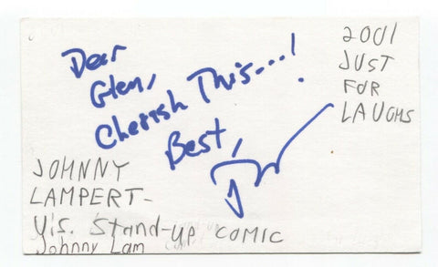 Johnny Lampert Signed 3x5 Index Card Autographed Signature Comedian Comic Actor
