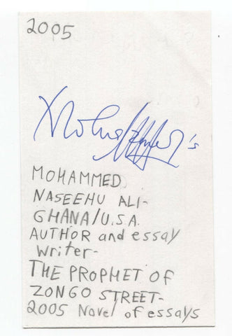 Mohammed Naseehu Ali Signed 3x5 Index Card Autographed Signature Author Writer