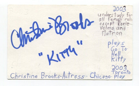 Christine Brooks Signed 3x5 Index Card Autographed Actress Chicago