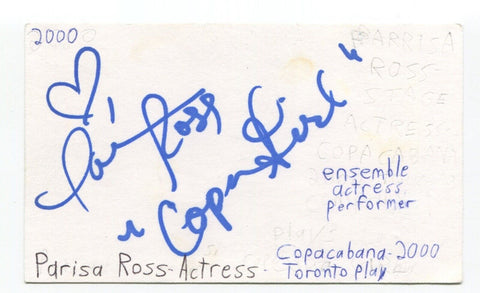 Parisa Ross Signed 3x5 Index Card Autographed Actress Pretty Dead Girl