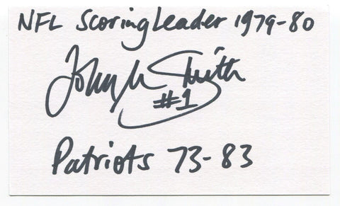 John Smith Signed 3x5 Index Card Autographed NFL Football New England Patriots