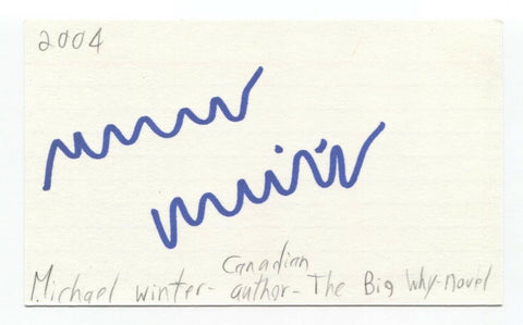 Michael Winter Signed 3x5 Index Card Autographed Signature Author Writer