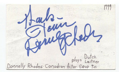 Donnelly Rhodes Signed 3x5 Index Card Autographed Signature Actor