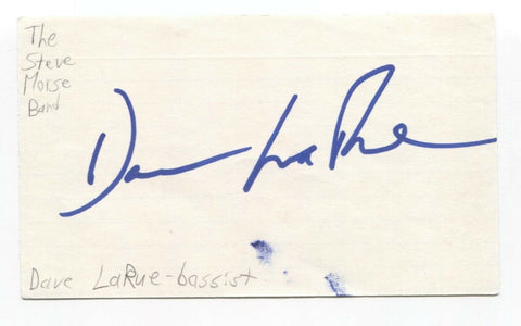 The Steve Morse Band - Dave LaRue Signed 3x5 Index Card Autographed Signature