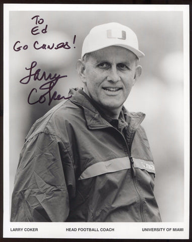 Larry Coker Signed 8x10 Photo College NCAA Football Coach Autograph Miami