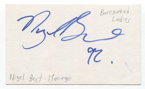 Nigel Best Signed 3x5 Index Card Autograph Signature Barenaked Ladies Manager