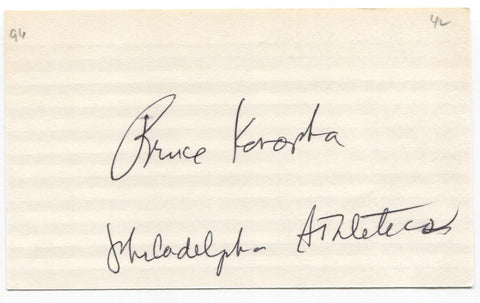 Bruno Bruce Konopka Signed 3x5 Index Card Baseball Autographed Signature 