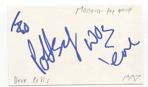 Monaco - David Potts Signed 3x5 Index Card Autographed Signature Pottsy