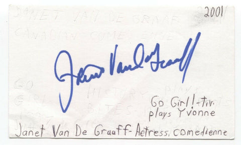 Janet van de Graaf Signed 3x5 Index Card Autographed Signature Actress