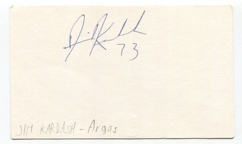 Jim Kardash Signed 3x5 Index Card Autographed Football Toronto Argonauts