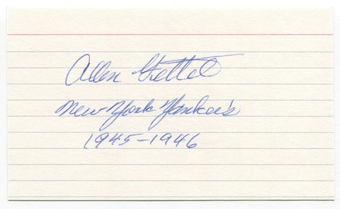 Al Gettel Signed 3x5 Index Card Autographed MLB Baseball New York Yankees