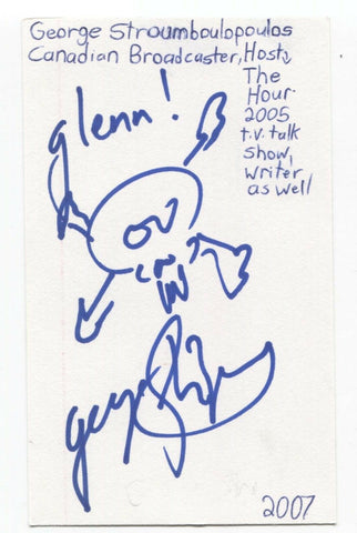 George Stroumboulopoulos Signed 3x5 Index Card Autographed Signature Actor
