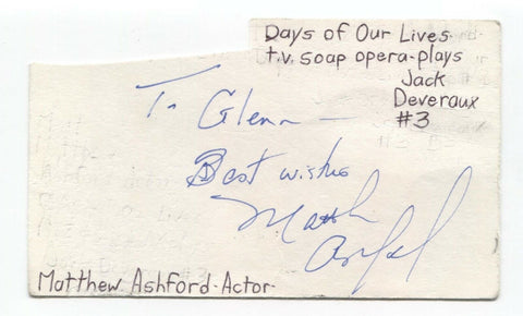 Matthew Ashford Signed 3x5 Index Card Autographed Signature Actor