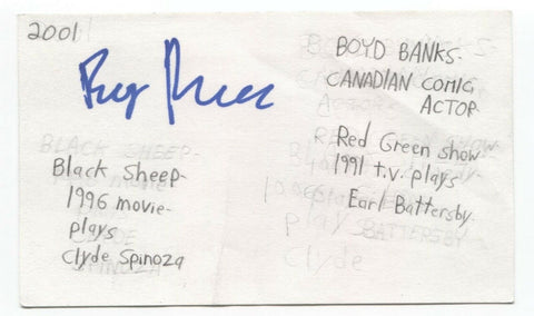 Boyd Banks Signed 3x5 Index Card Autographed Actor Comedian