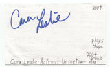 Cara Leslie Signed 3x5 Index Card Autographed Signature Actress