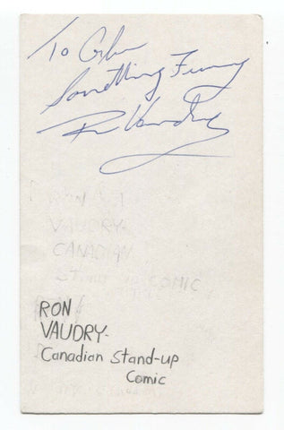 Ron Vaudry Signed 3x5 Index Card Autographed Signature Comedian Comic Actor