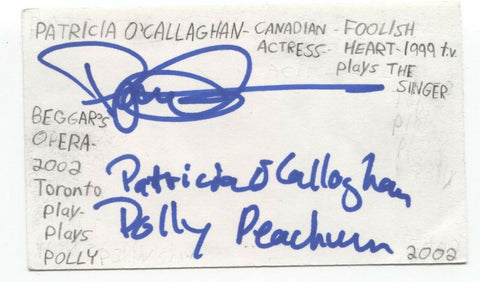 Patricia O'Callaghan Signed 3x5 Index Card Autograph Signature Singer Actress