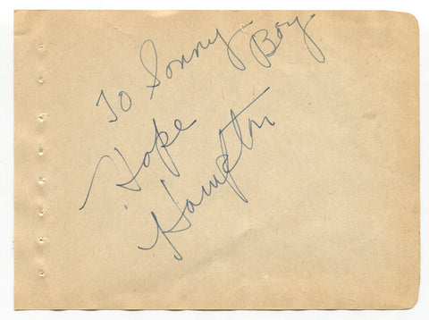 Hope Hampton (d.1982) Signed Album Page 1940's Autographed Signature Actress