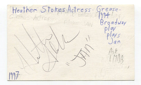 Heather Stokes Signed 3x5 Index Card Autographed Actress Grease Play